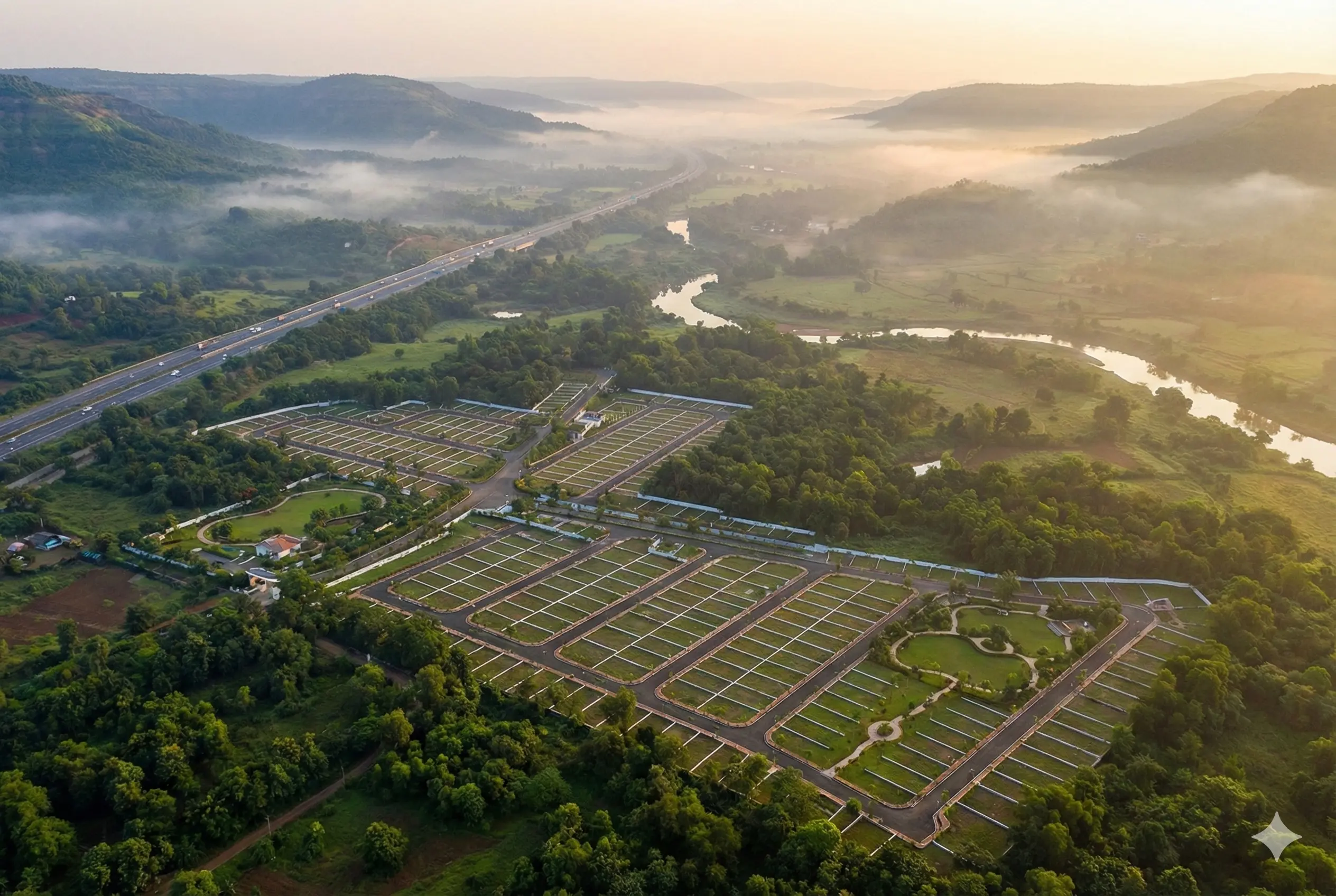 Master layout aerial view of NeoLiv Khopoli Plots